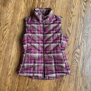 Patagonia burgundy pink plaid puffer vest Small